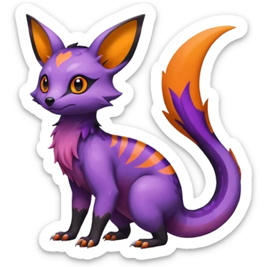 Rare exotic cute epic aesthetic gothic colorful Salandit-Noibat-Eevee-Civet-species-Fakemon-hybrid-creature, with markings, full body sticker