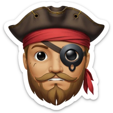pirate with black eyepatch covering one eye and that eye not showing sticker
