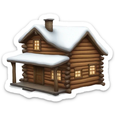 log cabin with snow sticker