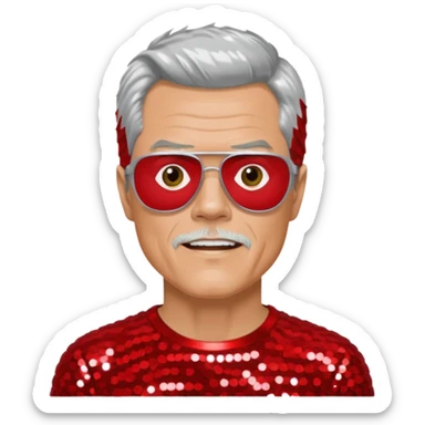 Johnny Knoxville from Jackass with silver hair, red sequin outfit sticker