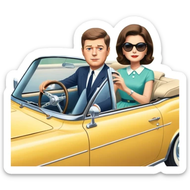 jfk and jackie kennedy in their car in dallas sticker