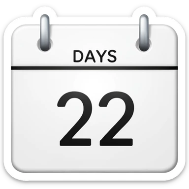 calendar with the text '2 days' sticker