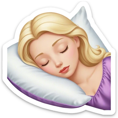 sleeping beauty blonde white girl with a silk pillow sticker