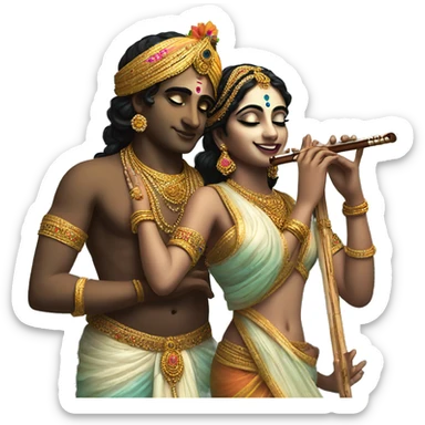 Radha krishna with flute sticker