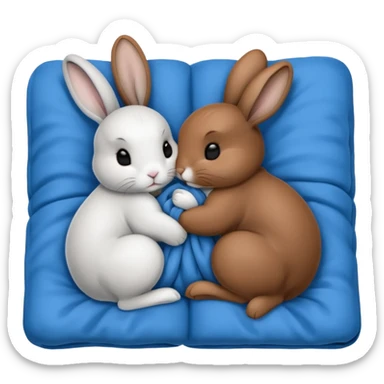  Two bunny's also black, brown & white, in a blue blanket cuddling together sticker