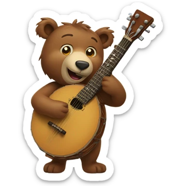 A bear with a banjo sticker