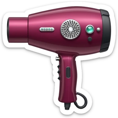 burgundy blow dryer with a ribbon covered in gems sticker