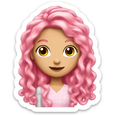 Girl with long pink hair with hair comb in her hand sticker