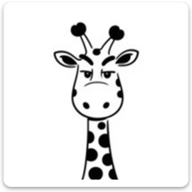 A deadpan giraffe staring straight ahead with half-lidded eyes, a flat mouth, and zero enthusiasm. The expression should scream 'really?' or 'bruh.' Use sharp, angled eyebrows and minimal details for maximum sarcasm. sticker
