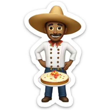 A man in a sombrero baking a cake  sticker