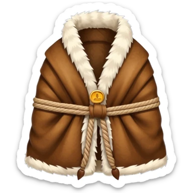 A fur wrap made from thick animal hide tied with simple rope.








 sticker