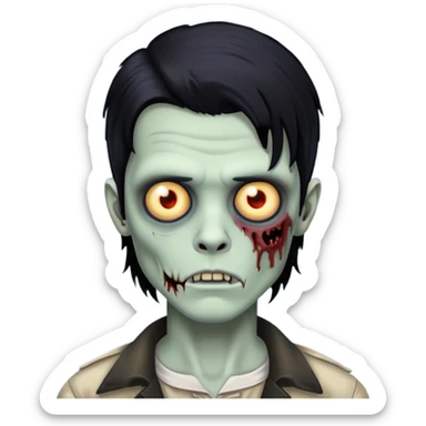 um menino zumbi com cabelo mullet preto  sticker