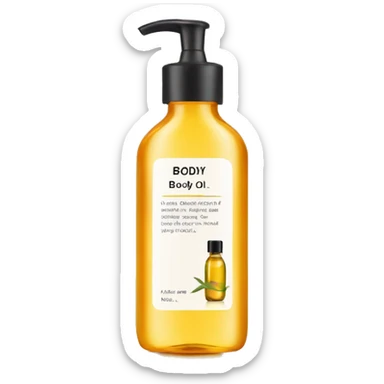 bottle of body oil with label sticker