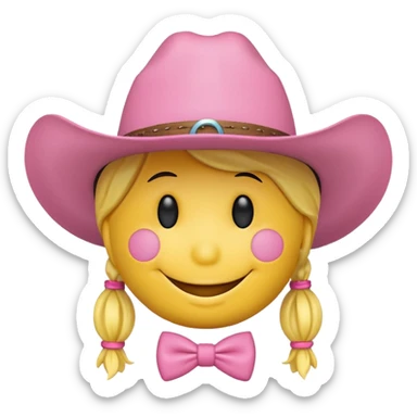 Smiley face with pink cowboy hat sticker