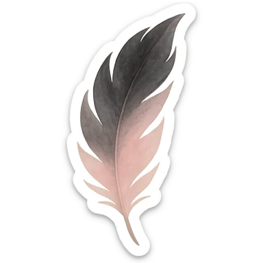 BLACKPINK-inspired gothic feather, dreamy and elegant, black and pink, no hearts sticker