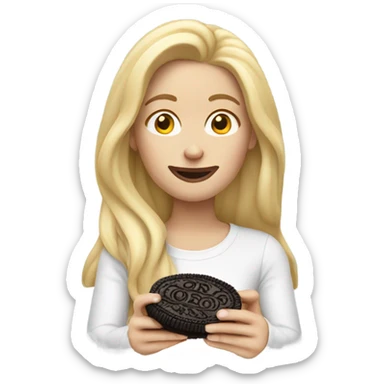 long hair Blonde woman eating an Oreo  sticker