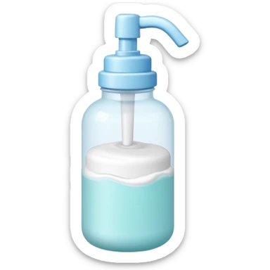 cute toy foam pump bottle object icon, pastel colors, rounded plastic bottle, thick foam on top, 3D cartoon, mobile game icon style, clean background, no text, no watermark sticker