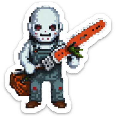 Horror movie character with chainsaw sticker