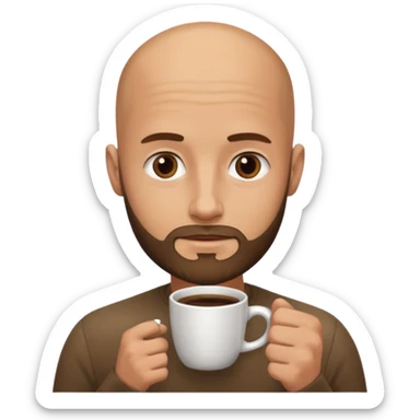 men with coffee no hair, 3 day beard sticker