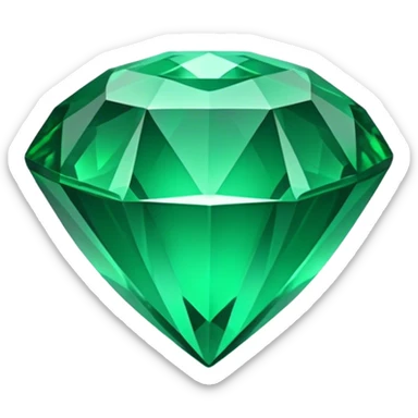 Cinematic Realistic Emerald Emoji, Deep and lush, with a vibrant green hue that catches light, creating a brilliant, sparkling effect across its polished surface. The facets of the gem catch the light in rich, deep reflections, radiating a sense of luxury and nature. Soft glowing outline, capturing the essence of natural beauty and timeless elegance in a vivid emerald. sticker