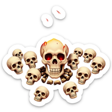 A burning hell landscape in the style of rott8ng corpses in the style of your bloody skull art sticker