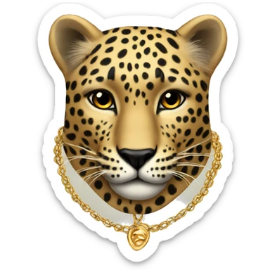leopard with a gold necklace  sticker