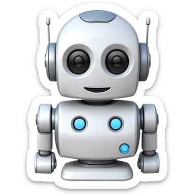 robot cartoon simple kid toy white innocent funny gudget chatGPT friendly smiley round adorable musical sticker