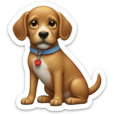 Dog wearing crew neck, light blue jeans and red shoes sticker