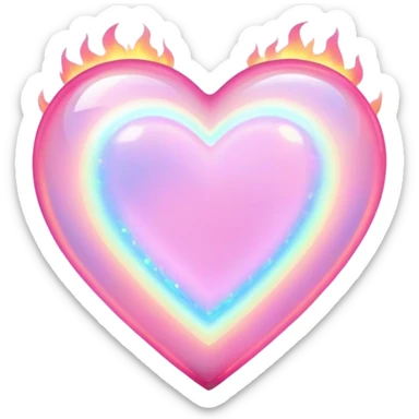 Pink heart cut opal with holographic fire effect and glowing flashes of color sticker