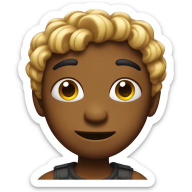 Shy emoji with a funk on the head sticker