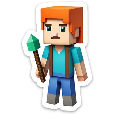 Minecraft character building with blocks sticker