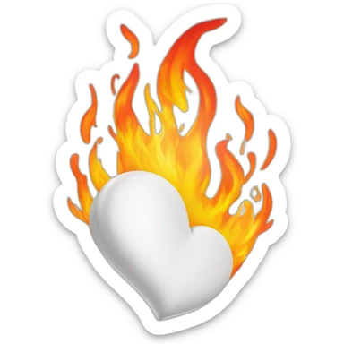 Corazón blanco con fuego  sticker