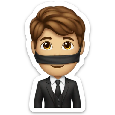 contadora con traje ejecutivo de piel marron con el pelo liso negro más abajo de los hombros, ojos café  sticker