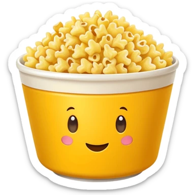 Popcorn and Mac and cheese on a tall bowl sticker