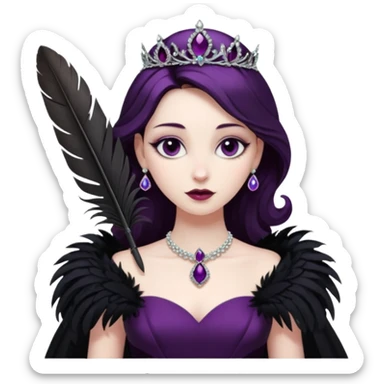 feather brooch + plum black gown,Shadow Princesses. sticker