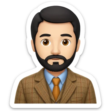 Professor in the la casa de papel TV show, with black hair and beard sticker
