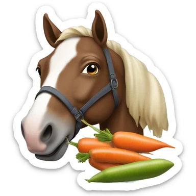 cheval avec une carotte dans la bouche sticker