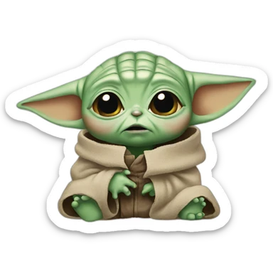 Baby yoda crying face sticker