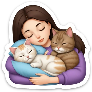 brunette girl sleeping with a persian cat sticker