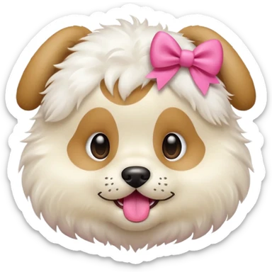 This puppy HEAD 🐶 with a pink bow and tongue out, please in apple ios emoji stylem sticker