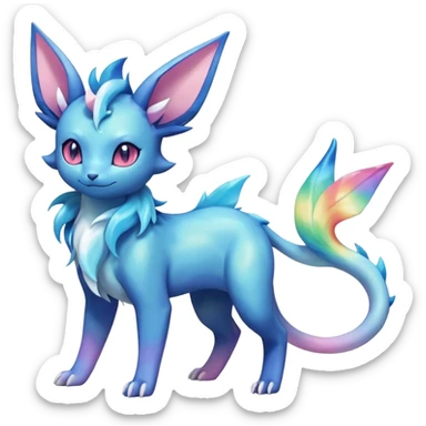 Rainbow crystalic Shiny pastel Nebulae Salandit-Glaceon-Sylveon-Espeon-Vaporeon-Noibat-Fakémon-hybrid-creature (full body)  sticker