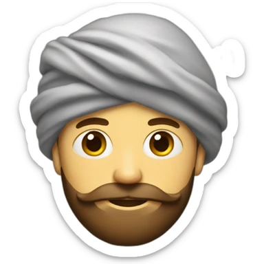 white man wearing big turban + dark brown big beard sticker