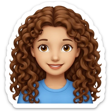 pretty girl brown long hair curly with brown eyes and lightskin  sticker