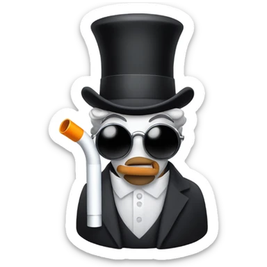 Inhaler with a top hat and a cane and a monacle sticker