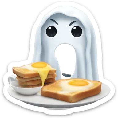 A ghost serving you breakfast  sticker