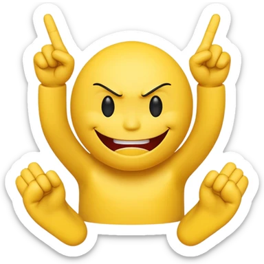 Smiley face with a attitude face and flipping his middle fingers of both hands and both feets sticker