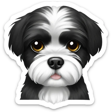 Shih tzu black and white with heart  sticker