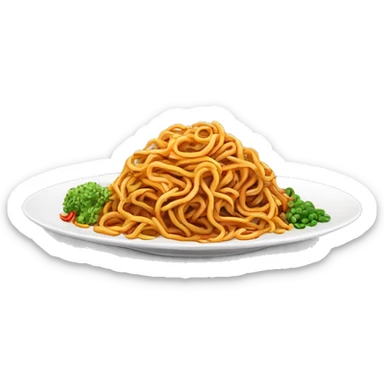 spicy fried noodle on the plate sticker