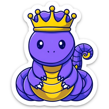golden snake king with royal attributes sticker