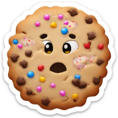 cookie with sprinkles and a bite taken sticker